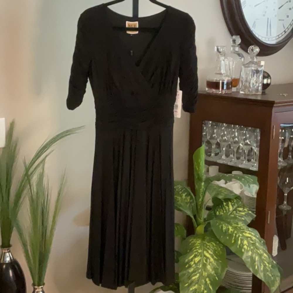 Nue by Shani - Black Fit and Flare Midi Dress - NEW